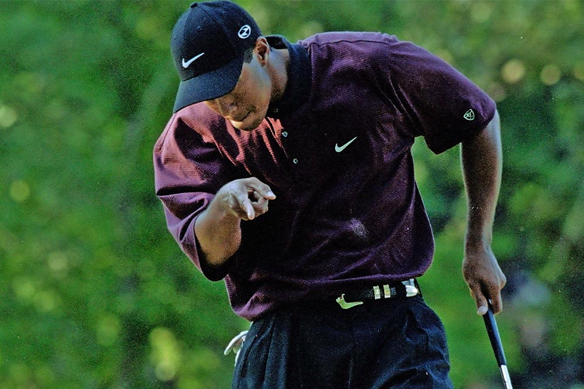 Tiger’s birdie on the first play-off hole was greeted with this
iconic celebration